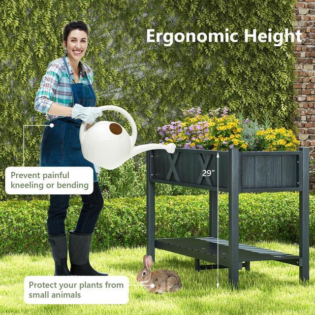 Alt view image 6 of 7 - SlickBlue Poly Wood Elevated Planter Box with Legs Storage Shelf Drainage Holes