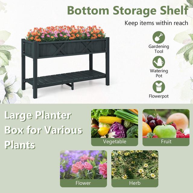 Alt view image 7 of 7 - SlickBlue Poly Wood Elevated Planter Box with Legs Storage Shelf Drainage Holes