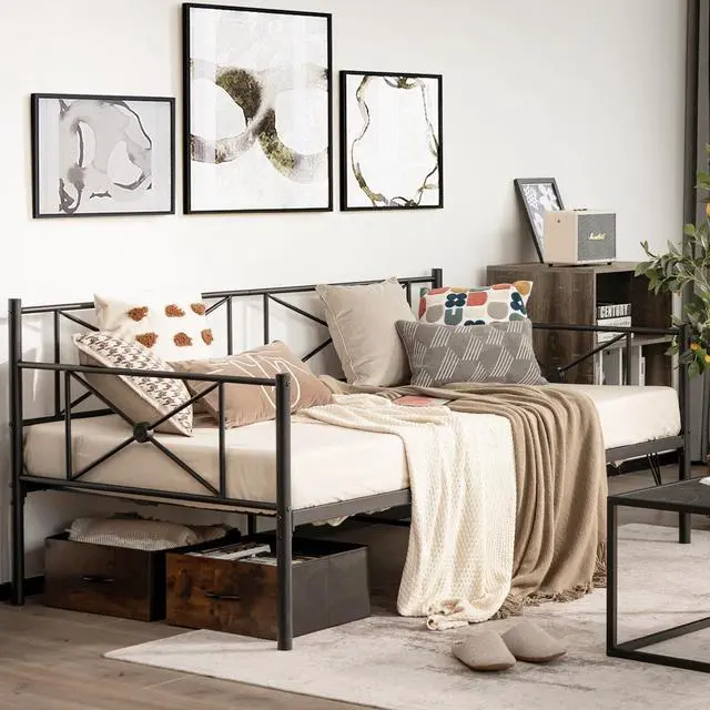 Alt view image 2 of 7 - SlickBlue Metal Daybed Frame Twin Size with Slats-Black