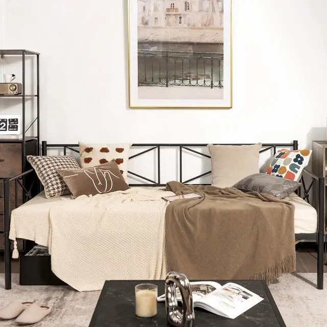 Alt view image 6 of 7 - SlickBlue Metal Daybed Frame Twin Size with Slats-Black