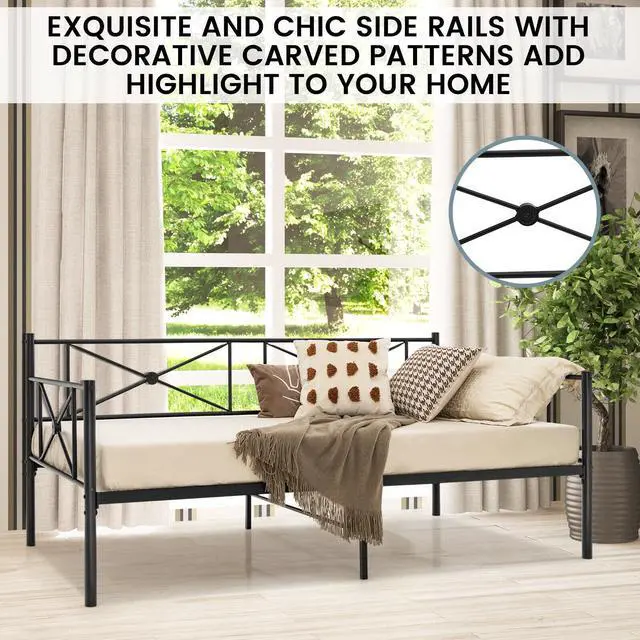 Alt view image 7 of 7 - SlickBlue Metal Daybed Frame Twin Size with Slats-Black