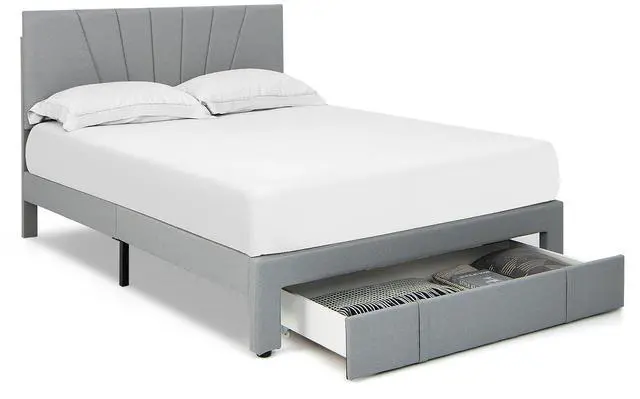 Alt view image 4 of 7 - SlickBlue Upholstered Bed Frame with Drawer and Adjustable Headboard-Queen Size