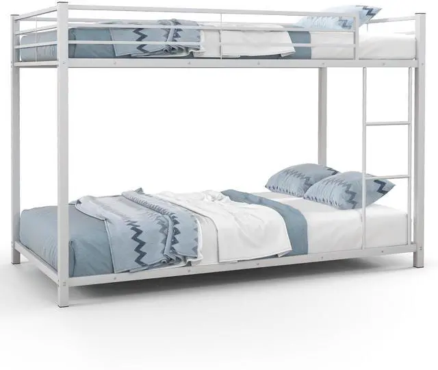 Alt view image 4 of 7 - SlickBlue Low Profile Twin Over Twin Metal Bunk Bed with Full-length Guardrails
