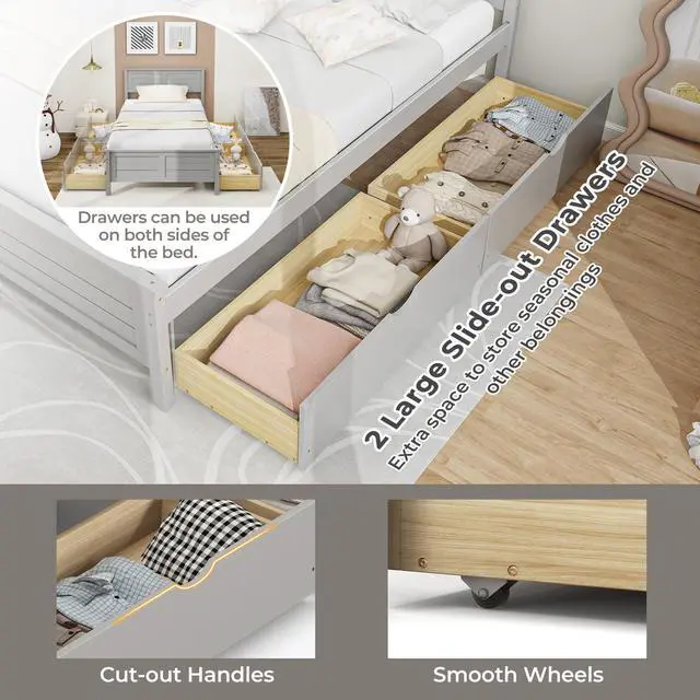 Alt view image 7 of 7 - SlickBlue Twin Size Bed Frame with Storage Drawers