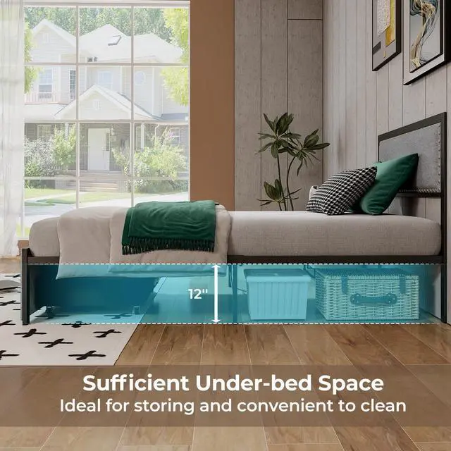 Alt view image 6 of 7 - SlickBlue Bed Frame with LED Lights Drawer and Metal Slats-Twin Size