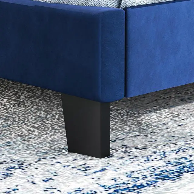 Alt view image 7 of 7 - SlickBlue Queen Size Velvet Platform Bed with Button Tufted and Nailhead Trim Headboard