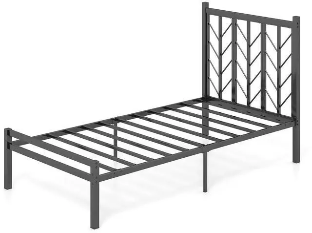 Main image of SlickBlue Twin Size Platform Bed with Headboard and Metal Frame-Twin Size