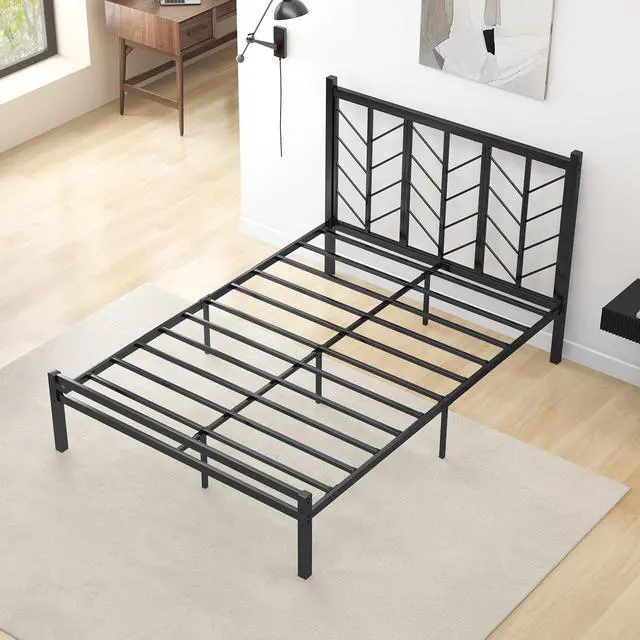 Alt view image 2 of 7 - SlickBlue Full Size Platform Bed with Headboard and Metal Frame