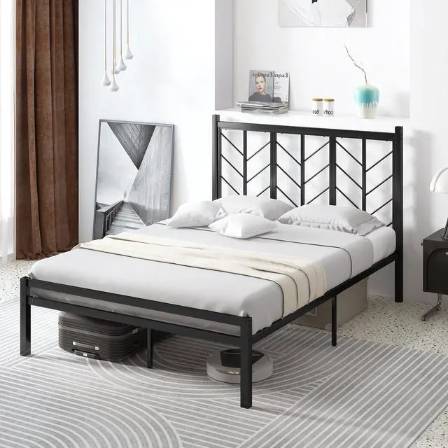 Alt view image 3 of 7 - SlickBlue Full Size Platform Bed with Headboard and Metal Frame