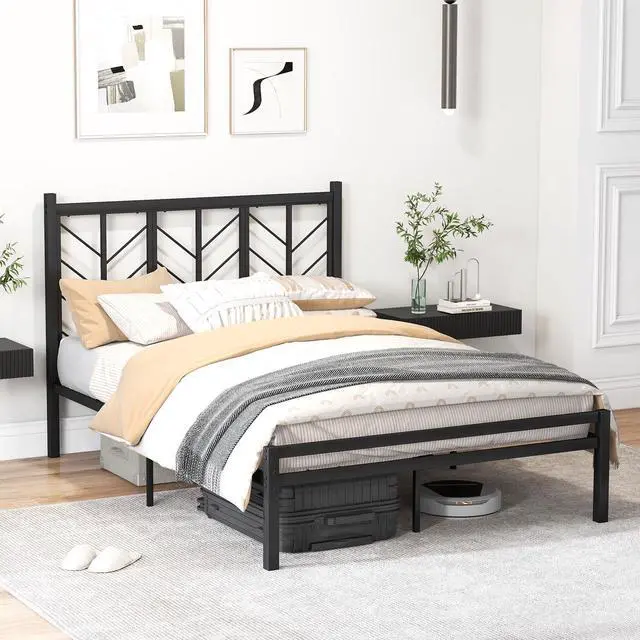 Alt view image 5 of 7 - SlickBlue Full Size Platform Bed with Headboard and Metal Frame