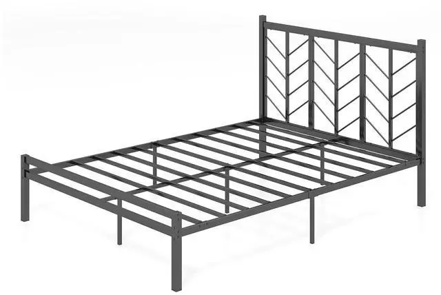 Main image of SlickBlue Queen Size Platform Bed with Headboard and Metal Frame-Queen Size