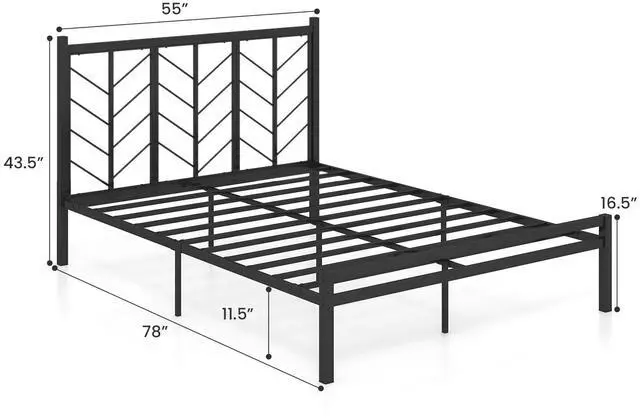 Alt view image 4 of 7 - SlickBlue Full Size Platform Bed with Headboard and Metal Frame