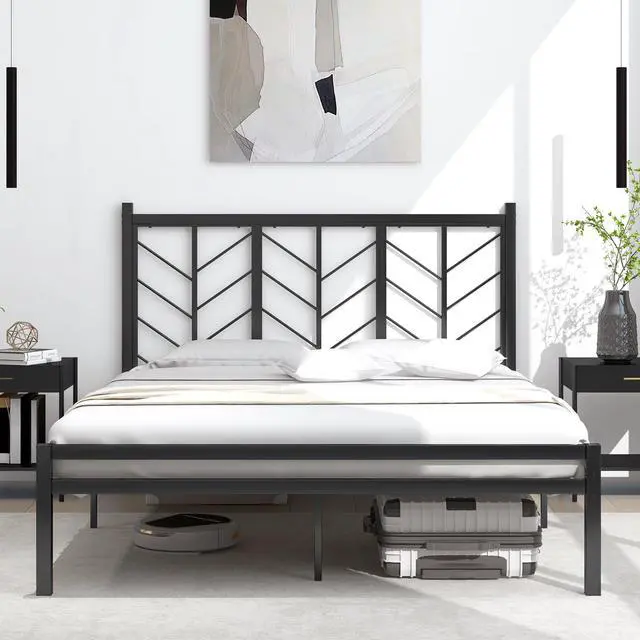 Alt view image 5 of 7 - SlickBlue Queen Size Platform Bed with Headboard and Metal Frame-Queen Size