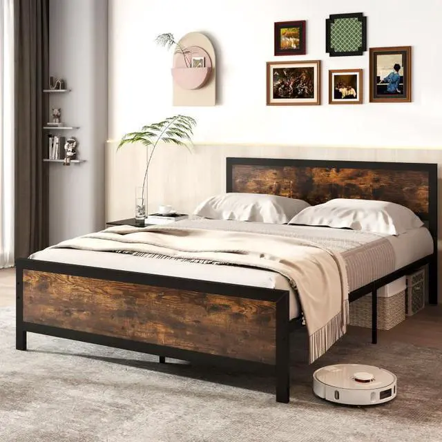 Alt view image 2 of 7 - SlickBlue Metal Bed Frame with Headboard and Footboard-Queen Size