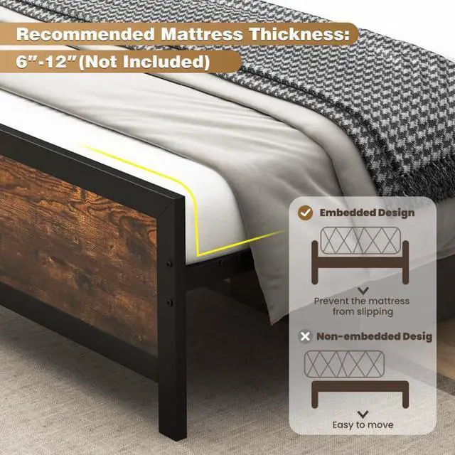 Alt view image 7 of 7 - SlickBlue Metal Bed Frame with Headboard and Footboard-Queen Size