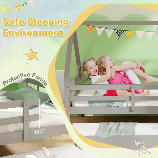 Alt view image 7 of 7 - SlickBlue Twin House Bed with Trundle and Fence Rail