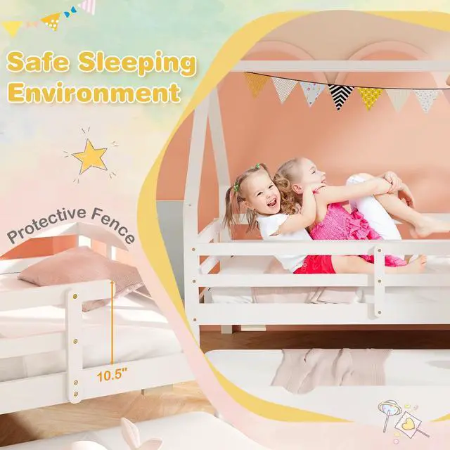 Alt view image 7 of 7 - SlickBlue Twin House Bed with Trundle and Fence Rail