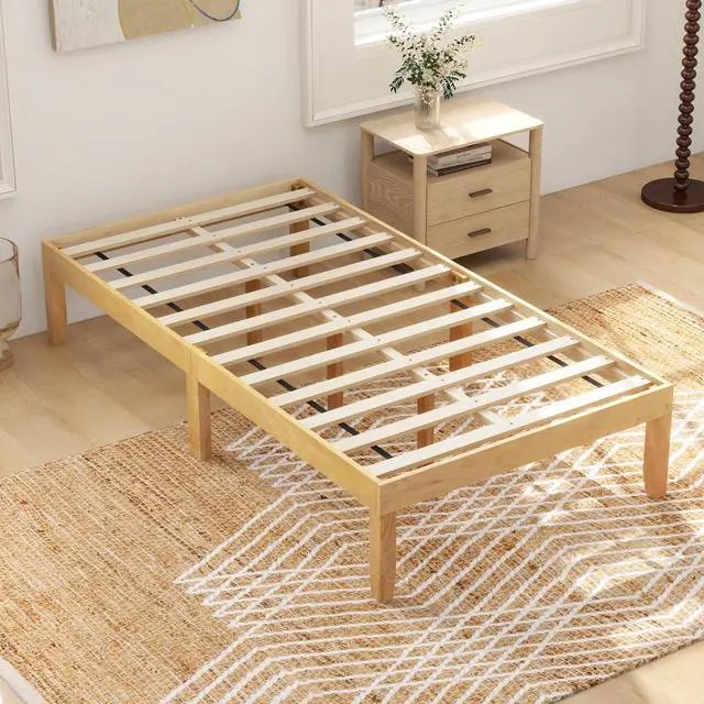 Alt view image 6 of 7 - SlickBlue 14 Inch Twin Wood Platform Bed Frame with Wooden Slats Support