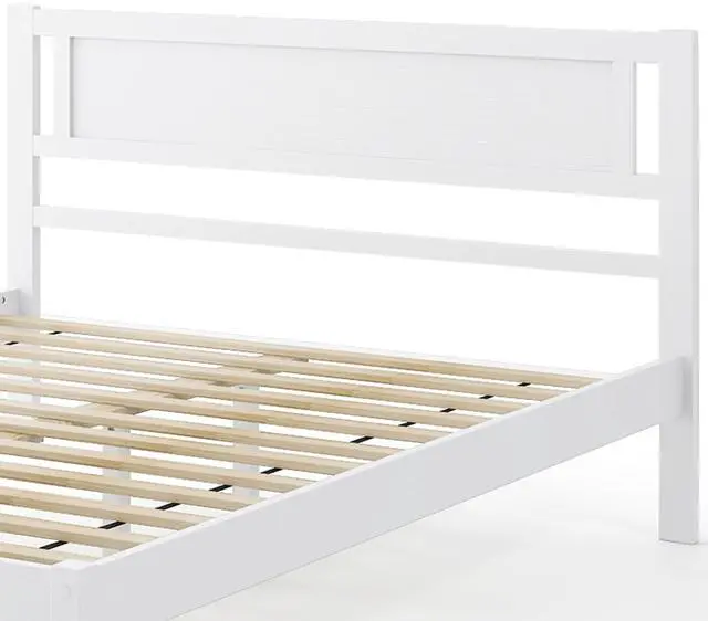 Alt view image 7 of 7 - SlickBlue Wood Bed Frame with Headboard and Wooden Slats Support-Queen