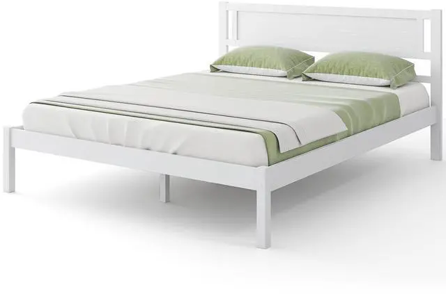 Alt view image 4 of 7 - SlickBlue Wood Bed Frame with Headboard and Wooden Slats Support-Queen