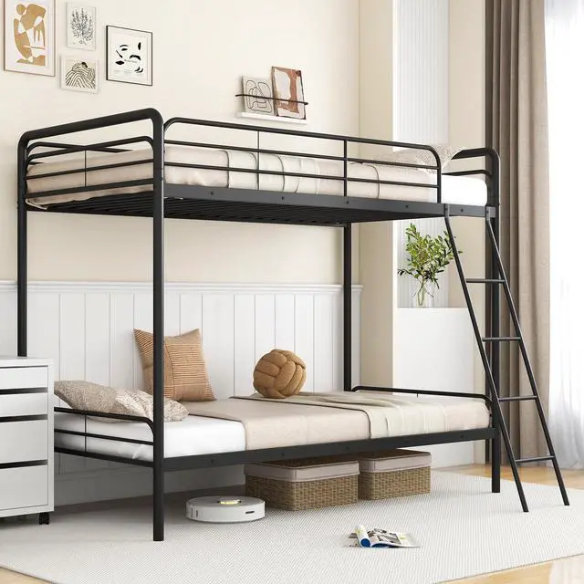Alt view image 6 of 7 - SlickBlue Heavy Duty Metal Bunk Bed with Ladder and Safety Guardrails-Black