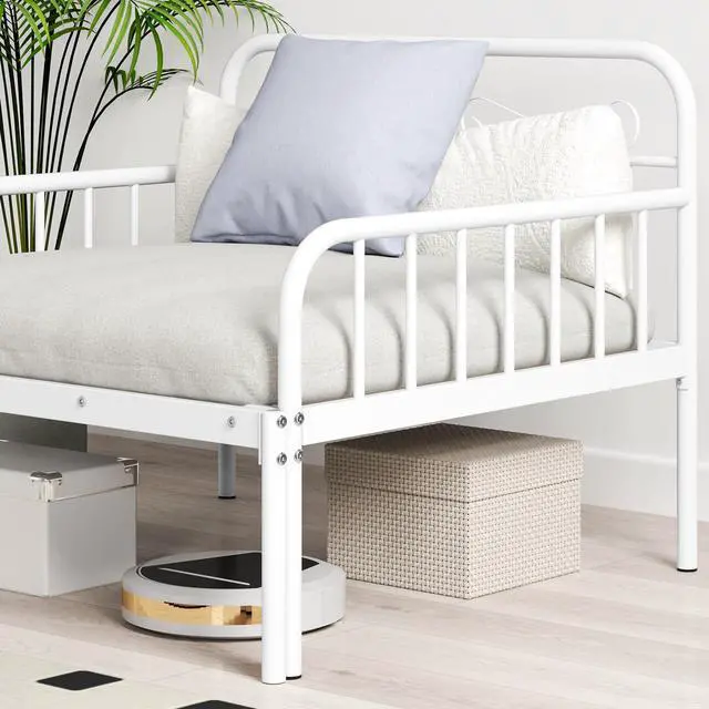 Alt view image 7 of 7 - SlickBlue Extendable Metal Daybed to Twin Size Bed with Guardrails and Armrests