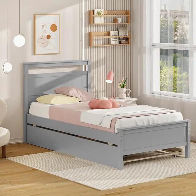 Alt view image 6 of 7 - SlickBlue Twin Size Wooden Bed Frame with 2 Drawers for Teens and Adults