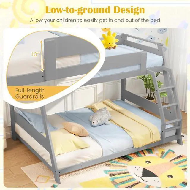 Alt view image 7 of 7 - SlickBlue Twin Over Full Low Bunk Bed with Reversible Ladder