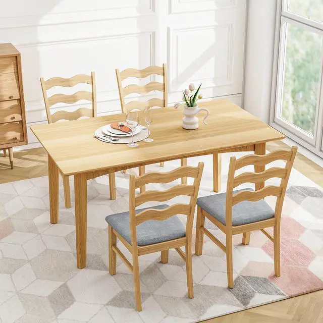 Alt view image 3 of 7 - SlickBlue Dining Chair Set of 2 Linen Fabric Upholstered Kitchen Chairs with Padded Seat-Natural