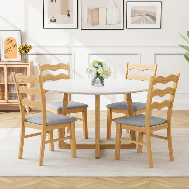 Alt view image 5 of 7 - SlickBlue Dining Chair Set of 2 Linen Fabric Upholstered Kitchen Chairs with Padded Seat-Natural