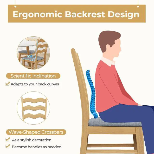 Alt view image 7 of 7 - SlickBlue Dining Chair Set of 2 Linen Fabric Upholstered Kitchen Chairs with Padded Seat-Natural