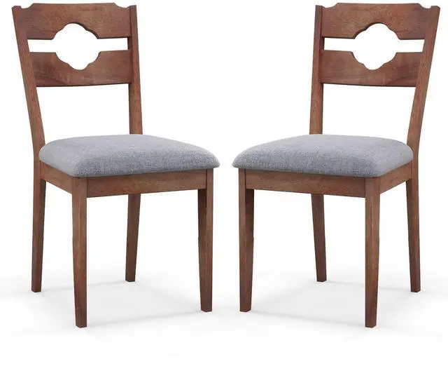 Main image of SlickBlue Dining Chair Set of 2 Fabric Upholstered Kitchen Chairs with Padded Seat and High Back-Gray