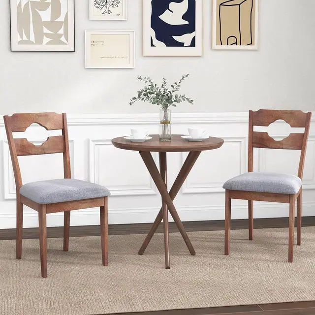 Alt view image 3 of 7 - SlickBlue Dining Chair Set of 2 Fabric Upholstered Kitchen Chairs with Padded Seat and High Back-Gray
