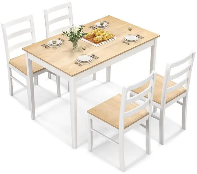 Main image of SlickBlue 5-Piece Wooden Dining Set with Rectangular Table and 4 Chairs