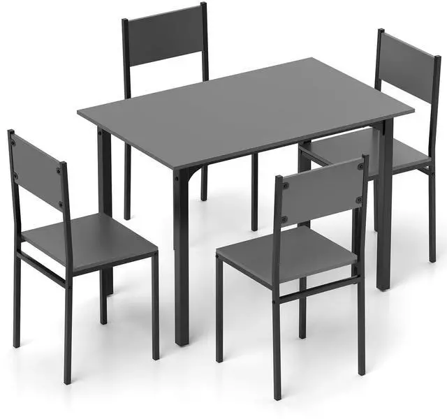 Main image of SlickBlue 5 Piece Dining Table Set Industrial Style Kitchen Table and Chairs for 4-Grey