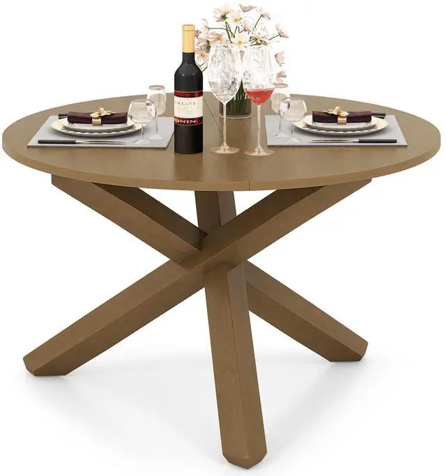 Alt view image 4 of 7 - SlickBlue 47 Inches Round Dining Table with Solid Acacia Wood Legs for 4-6 Person-Natural