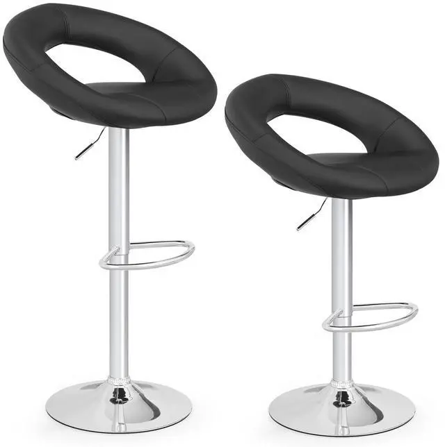 Main image of SlickBlue Height Adjustable Bar Stools Set of 2 with Hollow Back and Footrest