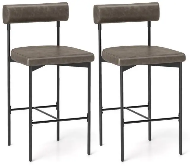 Main image of SlickBlue 20 Inch Upholstered Bar Stools Set of 2 Counter Height Bar Chairs with  Backrest-Gray