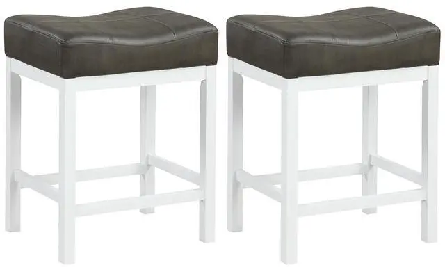 Main image of SlickBlue 24.5 Inches Linen Fabric Saddle Stools Set of 2 with Cushioned Seat