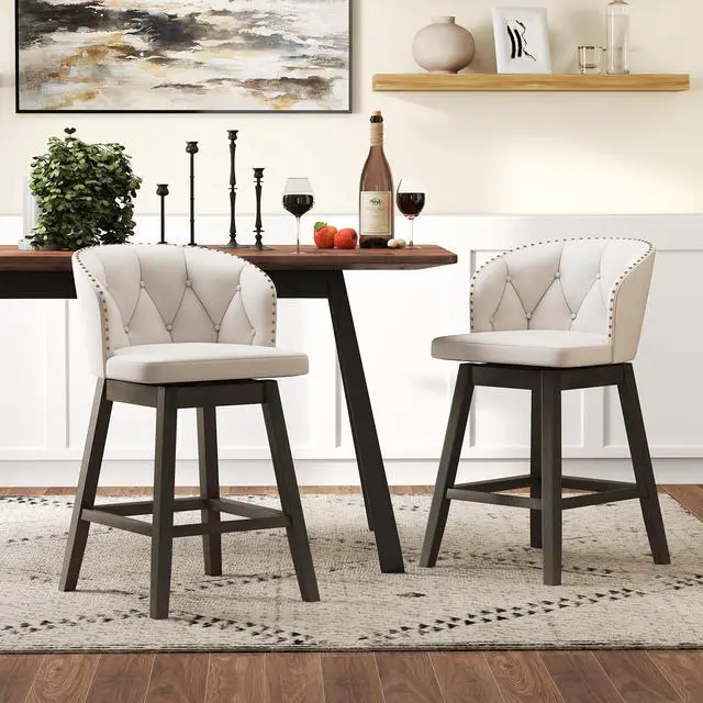 Alt view image 2 of 7 - SlickBlue Counter Height Fabric Upholstered Bar Stools Set of 2