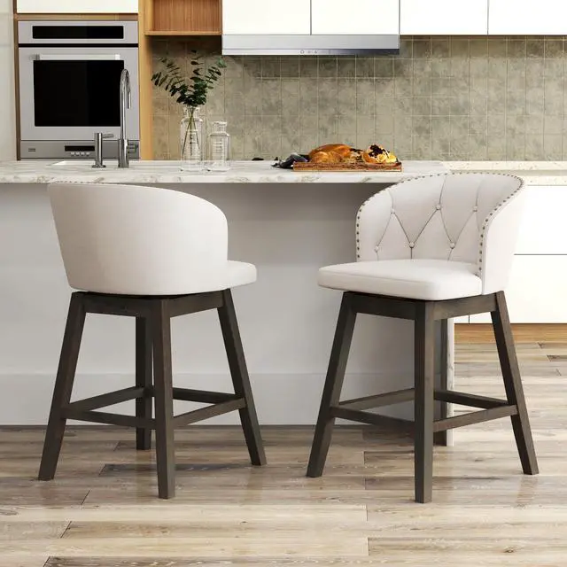 Alt view image 3 of 7 - SlickBlue Counter Height Fabric Upholstered Bar Stools Set of 2