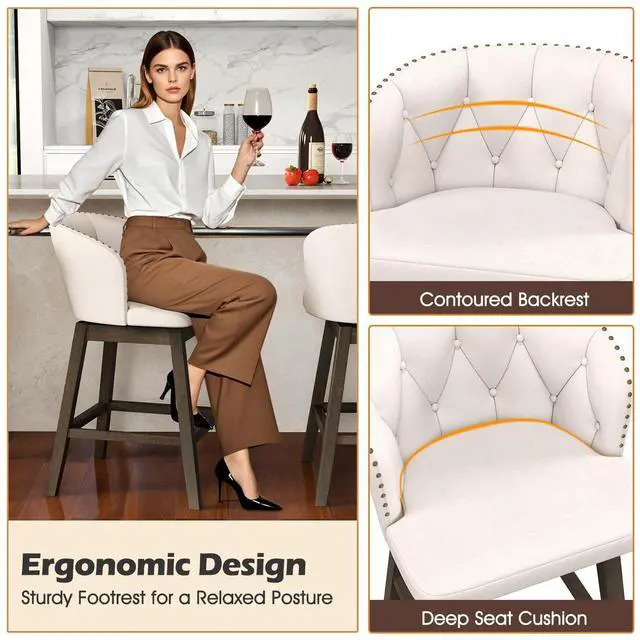 Alt view image 5 of 7 - SlickBlue Counter Height Fabric Upholstered Bar Stools Set of 2