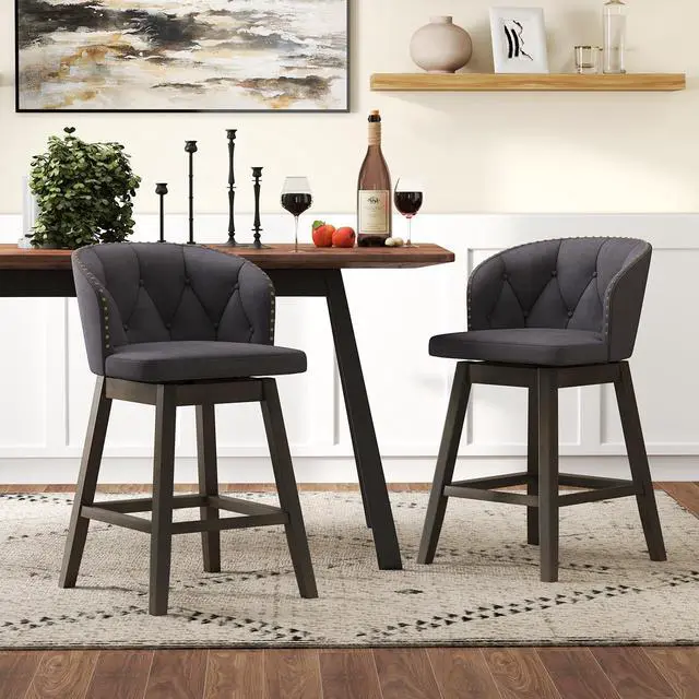 Alt view image 2 of 7 - SlickBlue Counter Height Fabric Upholstered Bar Stools Set of 2