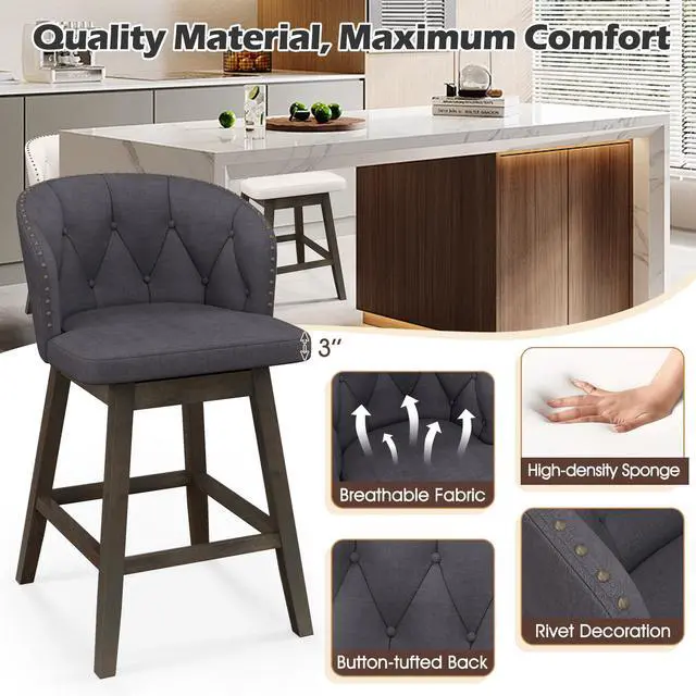 Alt view image 6 of 7 - SlickBlue Counter Height Fabric Upholstered Bar Stools Set of 2