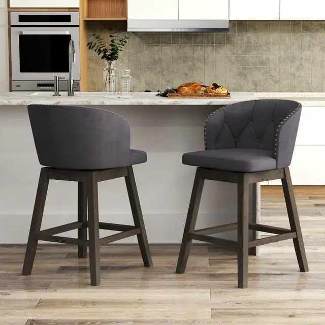 Alt view image 3 of 7 - SlickBlue Counter Height Fabric Upholstered Bar Stools Set of 2