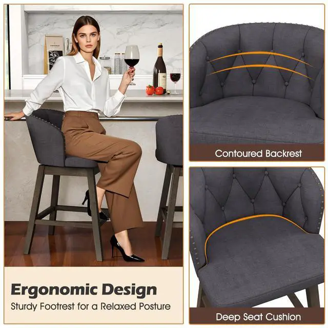 Alt view image 5 of 7 - SlickBlue Counter Height Fabric Upholstered Bar Stools Set of 2