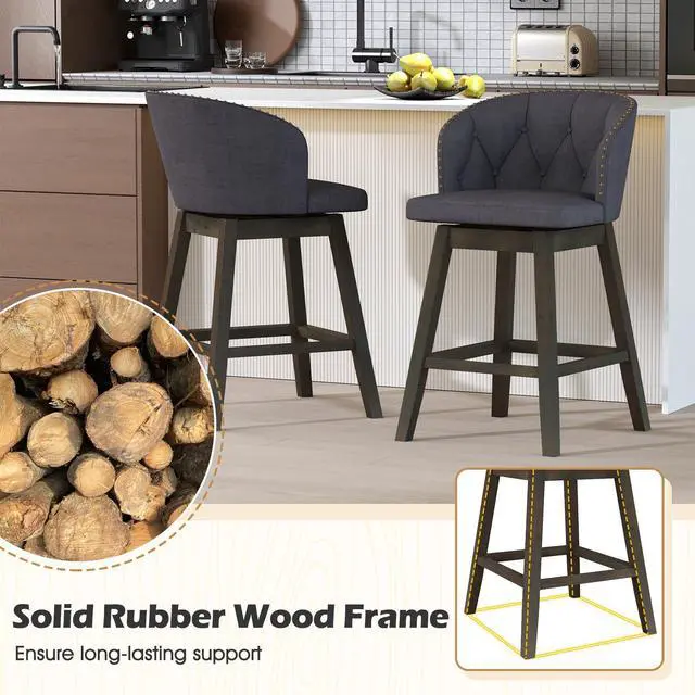 Alt view image 7 of 7 - SlickBlue Counter Height Fabric Upholstered Bar Stools Set of 2