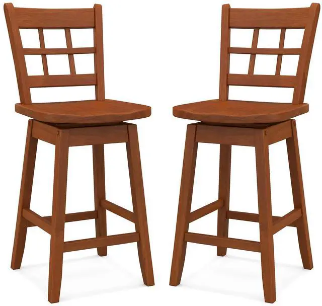 Main image of SlickBlue Counter Height Barstools Set of 2 with 6-Grid Hollow Back and Seat