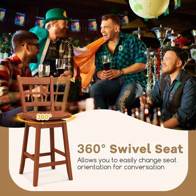 Alt view image 6 of 7 - SlickBlue Counter Height Barstools Set of 2 with 6-Grid Hollow Back and Seat