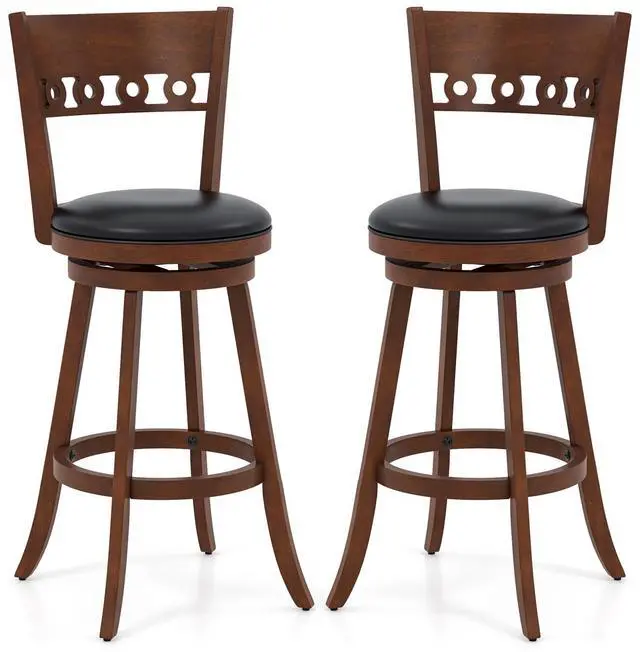 Main image of SlickBlue Set of 2 Swivel Bar Stools with Rubber Wood Frame-30.5 inches